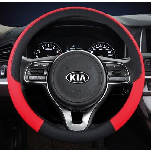Leather Car Steering Wheel Cover for Kia Sportage Picanto Sorento Cerato Rio X Line Optima Auto Accessories