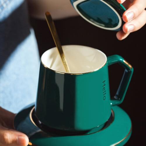 Latte European Creative Porcelain Coffee Cup with Handle Spoon Tea Cups Set High Ceramic Matero Yerba Home Container LL50CC