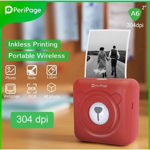 New PeriPage A6 304dpi Mini Thermal Printer Label Printer High Definition Printing Photo Invoice Printer for Android and iPhone