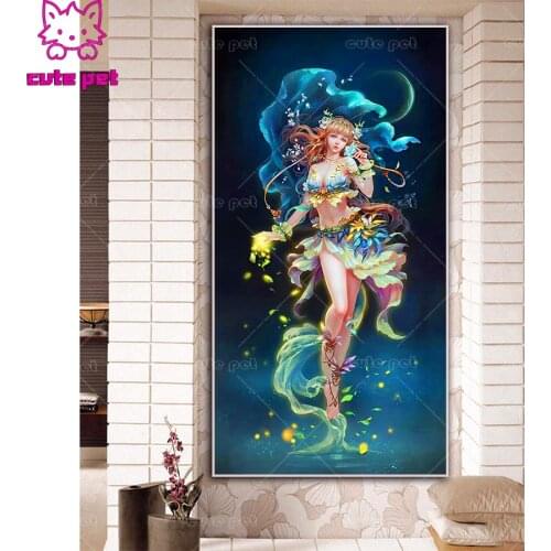 New square round Drill Fantasy elf girl Diy Diamond Painting Cross Stitch Kits 5D Diamond Mosaic Embroidery Mosaic Decor large