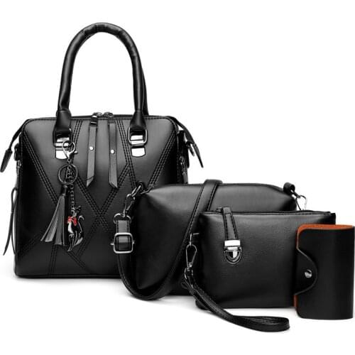 4pcs Woman Bag Set Fashion Female Purse and Handbag 5 color Four-Piece Leather Shoulder Bags Tote Messenger Bag Coin Purse Flap