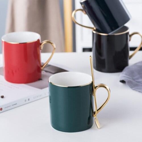 Ceramic Coffee Mugs Set 400ml Phnom Penh Tea Mug Simple Home Milk Breakfast Cup With Lid Porcelain Gift Kitchen Accessories
