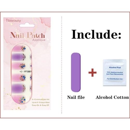 1pc Nail Sticker Paper Card Packaging Adhesive Waterproof Shimmering Nail Ornaments with Alcohol Cotton Nail File Accessories