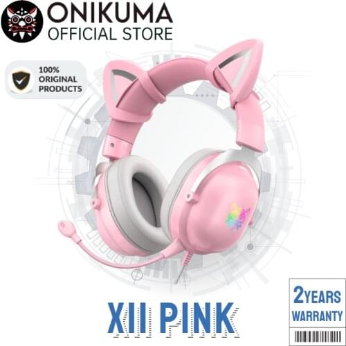 ONIKUMA X11 Pink Gaming Headset with Removable Cat Ears