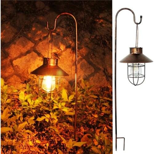 New Lantern Light Solar Retro Iron Art Light Bright Tungsten Wire Hanging Light Outdoor Garden Light Backyard Decoration Garden
