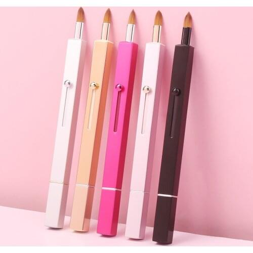 Single Lip Brush Lipstick Brush Portable Retractable Cover Mini Double-head Smudge Concealer Makeup Brushes Tools Beauty