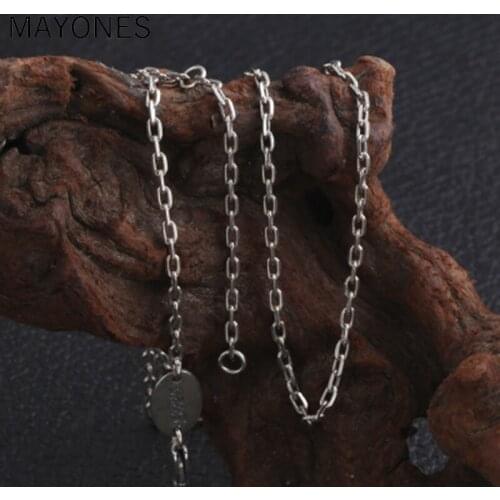 2mm 100% 925 Silver Tibetan Six Words Proverb Necklace Sterling Buddhist OM Mantra Vajra Necklace Tibetan Dorje Symbol Necklace