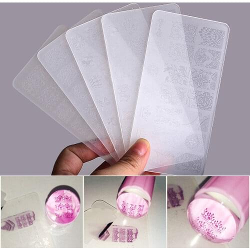 1pc Plastic Nail Art Stamping Plates Clear Stamper 6*12cm Nail Stamping Plates 10 types Manicure Nail Tools Template #SE23