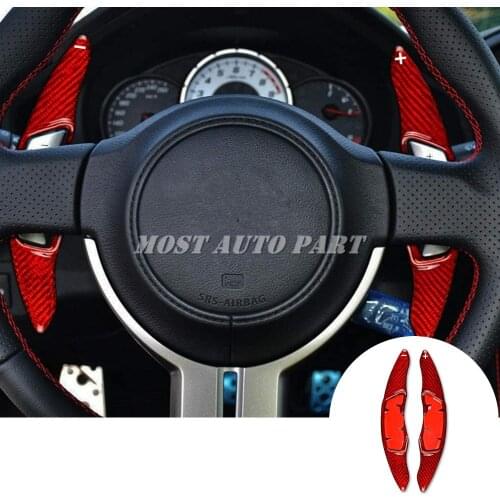 Real Carbon Fiber Paddle Paddle Shift Steering Wheel Shifter Extension For Toyota 86 Scion FR-S Subaru BRZ 2012-2016 Red/Black