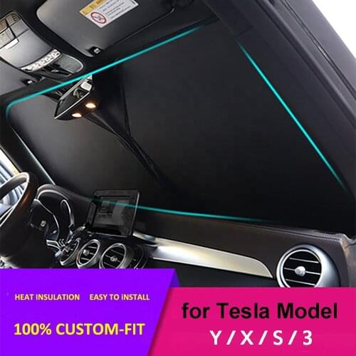 2021 Car Front Windshield SunShades Block Anti-UV Visor Cover For Tesla Model 3 X Y S Sunshade Sun Visors For Tesla Model3