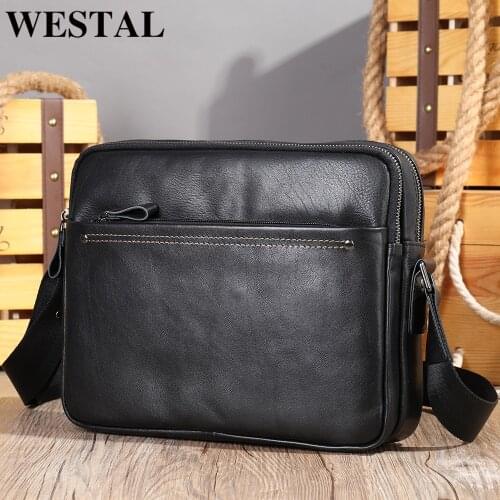 WESTAL Shoulder Bag For Men Crossbody Bag Mens Genuine Leather Messenger Bag Fashion Casual Man Crossbody Handbag Male Side Bag