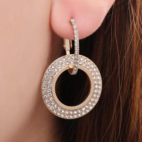 CHUNSHI Korean Hot Selling Fashion Simple Circle Zircon Earrings Copper Jewelry Micro Inset Temperament Fringed Earrings Pendant