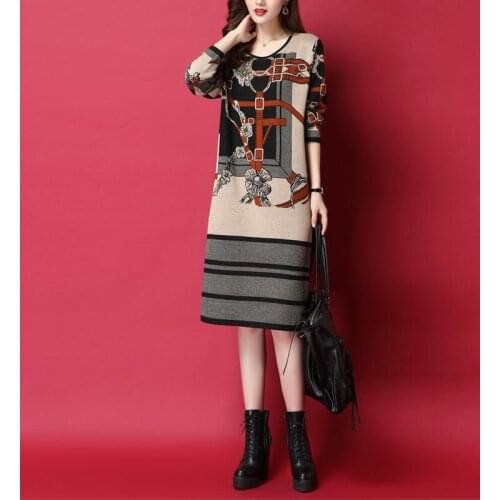 Fleece Thicken Autumn Winter Dress Women Long Sleeve Tunic Dress Midi Basic Tee Shirt Dresses Vintage Ladies Clothes 2021 New