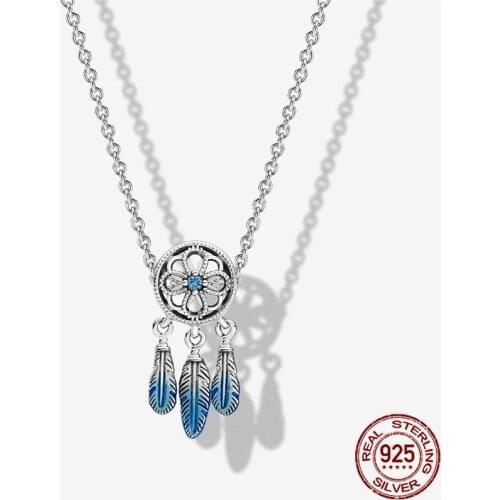 100% Real 925 Sterling Silver Blue Dream Catcher Fit Original 3mm Bracelet For Women Birthday Fashion Jewelry Gift