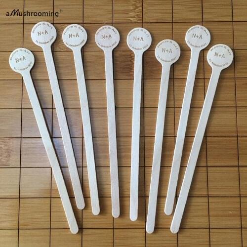 100pcs Personalized Wedding Drinking Stirrers with Initials and Date Monogrammed Cocktail Swizzle Hot Cold Beverage Stir Sticks