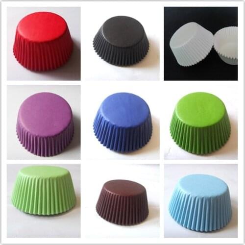 100X plain Solid color Paper Cupcake Liners White /Black /Navy Blue/Brown/Green yellow Red Polka Dot muffin baking Cup cake mold