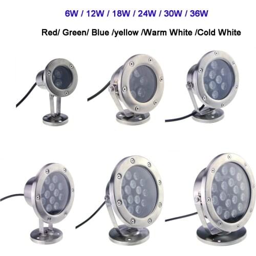 DC12V 6W/12W/18W/24W/30W/36W LED Buried light lamp Red Green Blue IP68 LED Underwater Aquarium Pool Fish Tank RGB Spot light