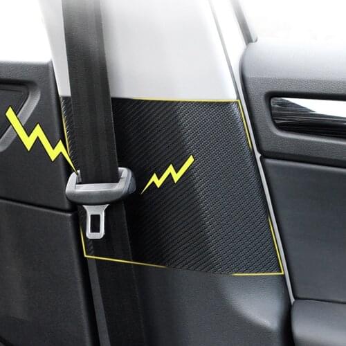 2PCS Leather Auto Door B Pillar Protective Film Seat Belt Scratch-Resistant Sticker For Skoda Kodiaq 2017-2020 Car Accessories