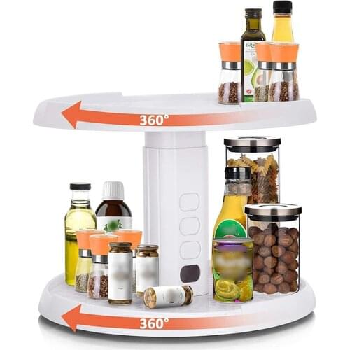 2 Tier Adjustable Kitchen Countertop Spice Turntable, 10in Lazy Susan Organizer,Turntable Organizer for Cabinet Bathroom