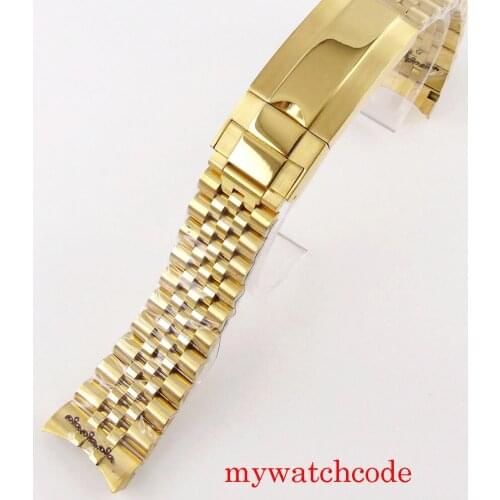 20mm Width Stainless Steel Gold Plated Jubilee Watch Brcelet Fit 40mm Men' Automatic Watch Wristwatch Parts Folding Clasp
