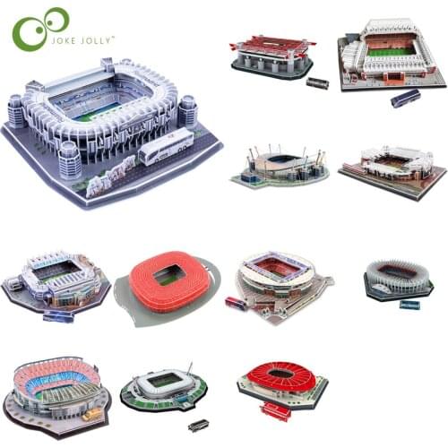 12 Styles 3D Football Building Stadium Jigsaw Puzzle Children DIY Assembling Toys Football Fans Stadium Model Collection Toy DDJ