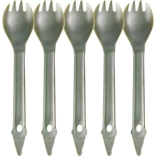 5 Pieces 3 In 1 Sporks Plastic BPA Free Fork Spoon Knife Spork Combo for Camping Picnic Outdoor Dining Tool