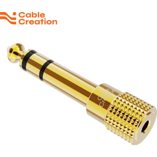 CableCreation 6.35mm Stereo Plug to 3.5mm Stereo Jack Adaptor, 6.35mm Male to 3.5mm Female, Gold Plated