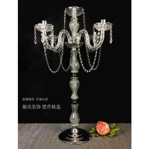 90cm Tall Table Centerpiece Acrylic Crystal Wedding Candelabras candle holder Wedding Props Table Decoration