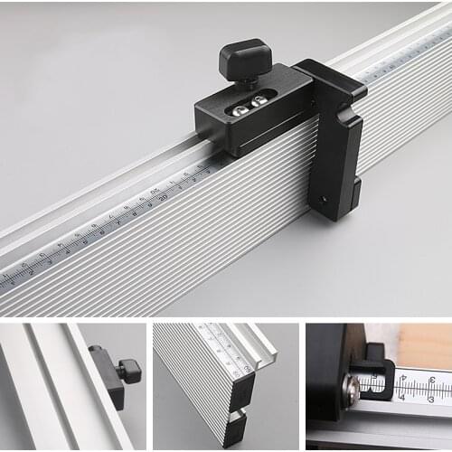 Aluminum Profile Fence With Track Stop Table Saw Router Miter Gauge Saw 450-800 MM Assembly Ruler Woodworking DIY Tools