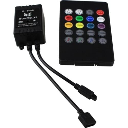 Wireless 3CH * 2A 12V RGB controller aluminium music control led strip light 20keys IR remote for led strip light sound voice