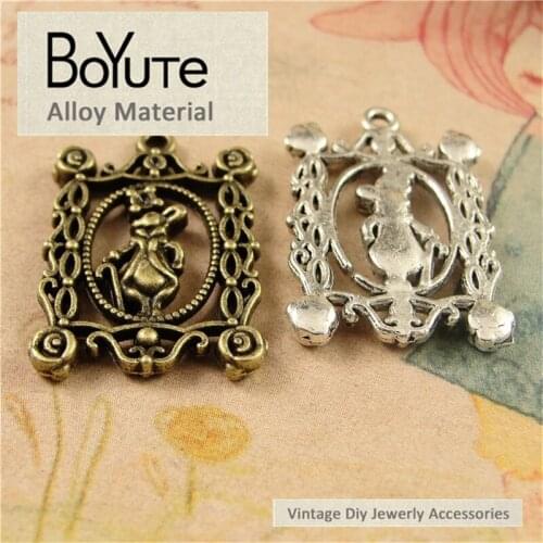 BoYuTe (50 Pieces/Lot) 19*27MM 2 Colors Vintage Metal Zinc Alloy Animals Rabbit Charms for Jewelry Making Diy Rabbit Pendant