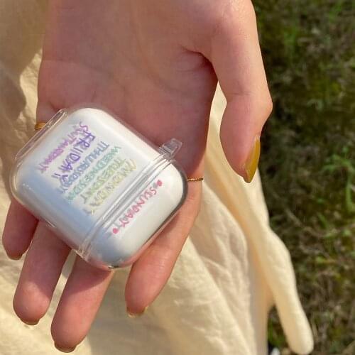 For Airpods Pro 2 1 Case Week Alphabet Cartoon Transparent Cute Headphone Accessories Shockproof Case airpod For Airpods case