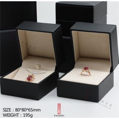 Black and Blown color leather Box with Stitching For Ring Pendant Earring The Pu material Jewelry Gift Cases