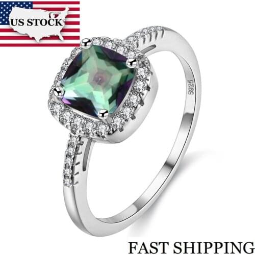 US STOCK Purple Stone Crystal Set for Women Jewelry Ring with Rainbow Rhinestones Fashion Bijuteria Moda Feminina Gift Y3100