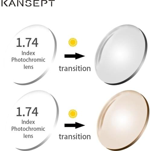 KANSEPT 1.74 Index Photochromic Grey / Brown Aspheric Prescription Brand Resin Lenses Anti-glare UV Reflect Glasses Lens