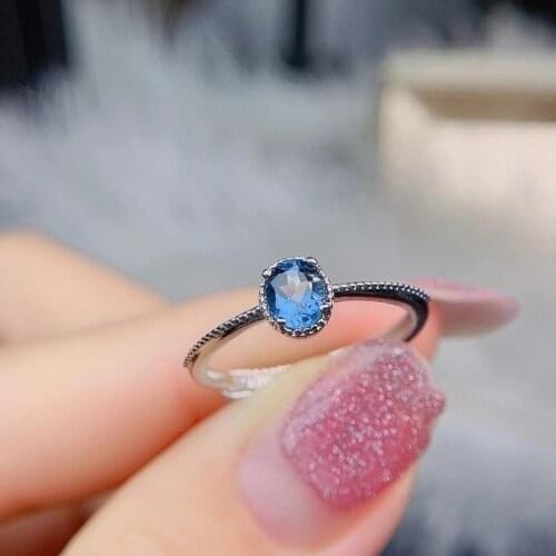 HOT SALE Guarantee 100% Natural Topaz Fashion Crystal Ring 925 Solid Sterling Silver Engagement Ring for Girl Topaz Ring