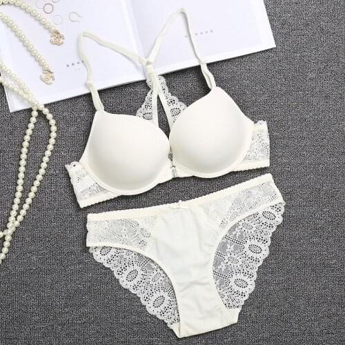 Thin-down Thick Bra Set Lingerie Lady Sexy Lace Gathers Front Button-up Sexy Cup Bras for Women Push Up Lingerie Novelty Style