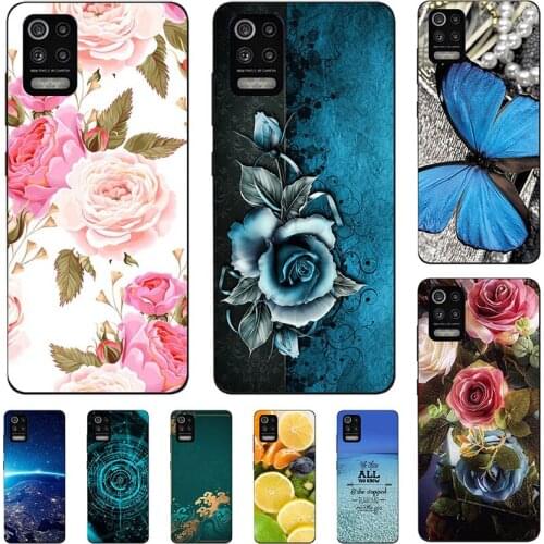 Fashion Flower Case For LG K52 K62 Q52 LM-K520 LM-K525 LG K42 LM-K420 Cover Soft Silicone Cat Printing Capa Back Coque