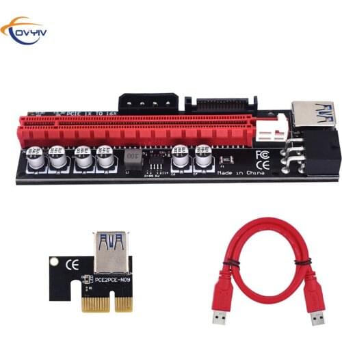 COVYIV 009s Plus Card PCI-E Riser PCI E Express GPU PCIE 1X 8X X16 USB 3.0 6pin SATA Adapter Cable Mining Riser For Video Card