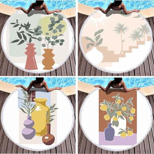 Vase Pattern Flower Arrangement Printing Beach Towel Microfiber Digital Printing Pool Beach Towel Blanket Shower Beach Towel