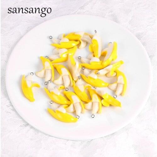 10pcs Charms Yellow Resin Banana Pendant Beads For Jewelry Making Accessories DIY Earrings Bracelet Necklace Cute Keychain Gift