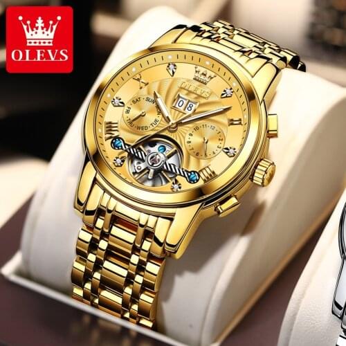 OLEVS Luxury Men Mechanical Watch Automatic Watch Sport Stainless Steel Date Waterproof Watch Men relogio masculino Gifts 9910