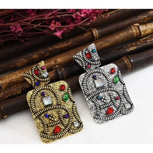 2020 New European And American Style Earrings Geometric Vintage Gold Fine Colorful Rhinestone Drop Earrings For Woman