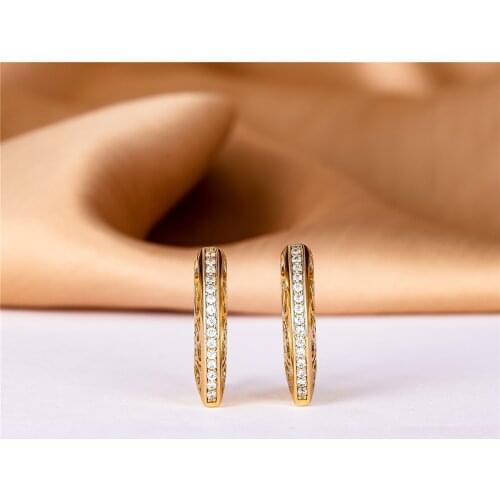 Jennifer New Single row zircon Earrings 585 Rose Gold Women Romantic Fashion Jewelry White Round Natural copper Ear