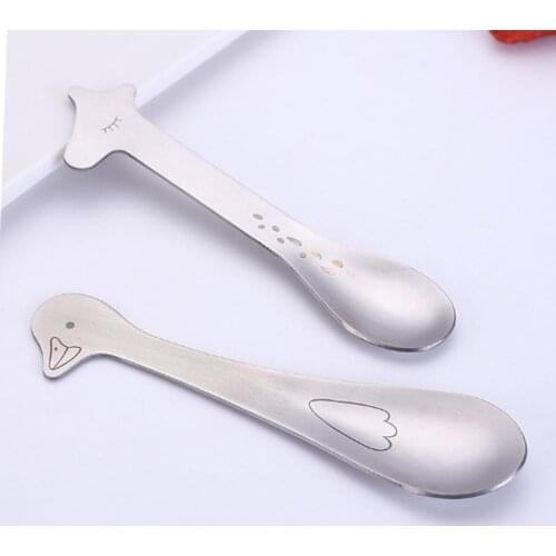 Stainless steel tableware children cartoon duckling hippo whale giraffe ice cream ice cream spoon