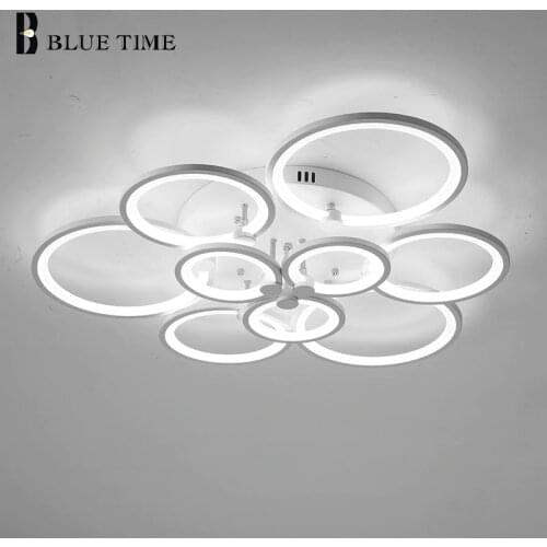 Luminaires Modern Led Chandelier For Living room Bedroom Dining room Kitchen 10Rings Ceiling Chandelier Lighting Fixtures White