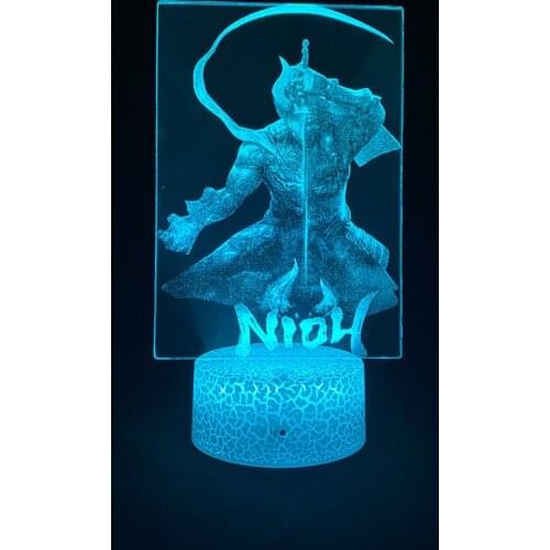 3D LED Baby Picture Lamp Light Nioh2 Mystery Samurai Smart Phone Control Nightlight Bedroom Club Party Bar Decoration Game Fans