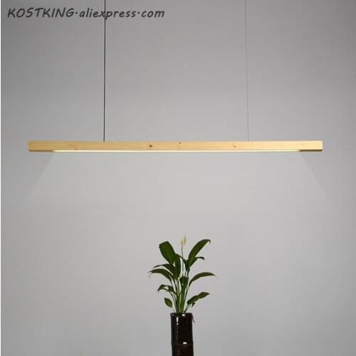LED Wood Bar Pendant Light Fixture Wire Nordic Scandinavian Modern Minimalist Hanging Ceiling Lamp for Dining Table Room Office