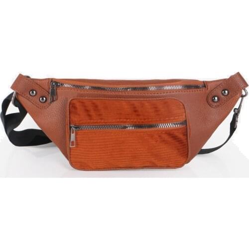 Tonar Taba Velvet Pockets Leather Waist Bag Daily Use Seasonal New Season Business Use