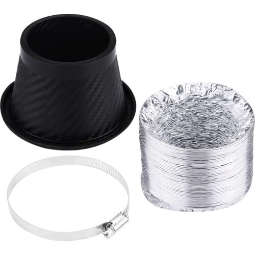 Universal Car Modified Front Bumper Air Intake Turbo Turbine Inlet Pipe Funnel Kit Round/Square For Most Vehicles